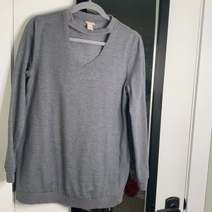 Cut-Out Grey Sweater